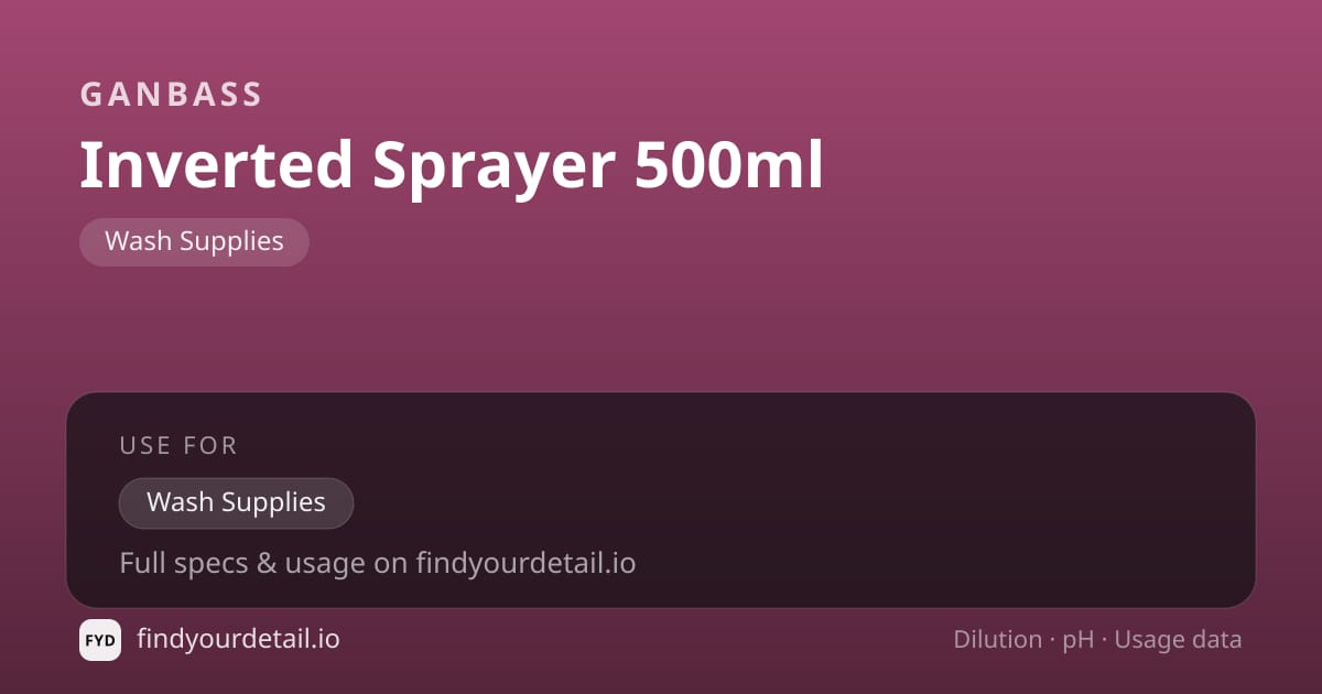 Ganbass Inverted Sprayer 500ml dilution ratio and pH specification chart
