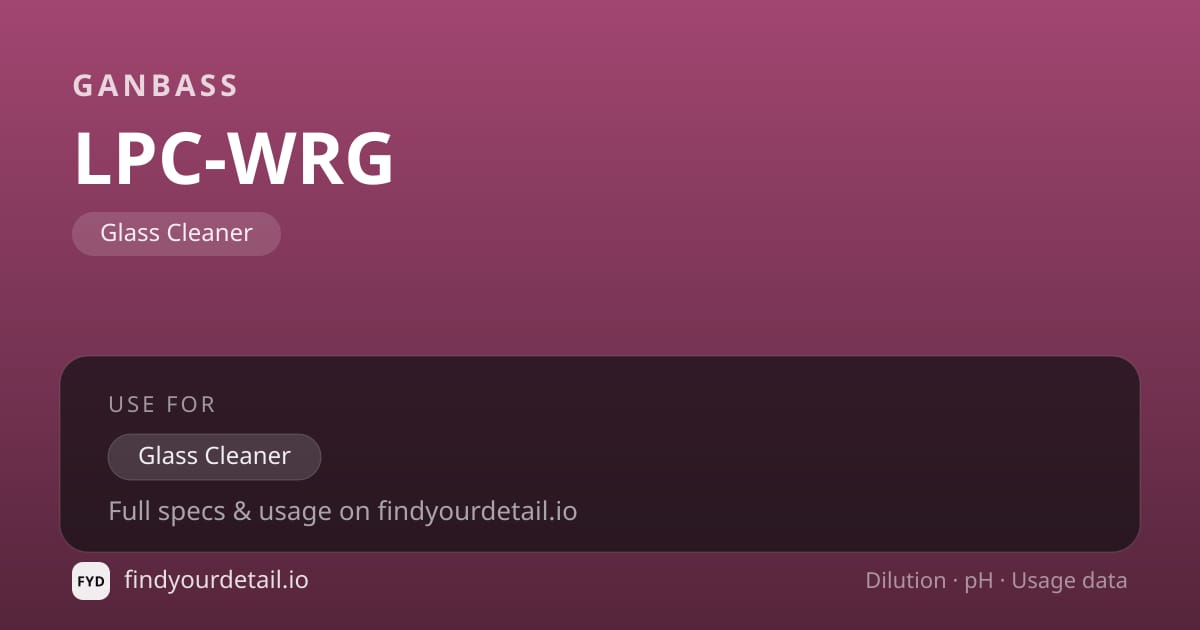 Ganbass LPC-WRG dilution ratio and pH specification chart
