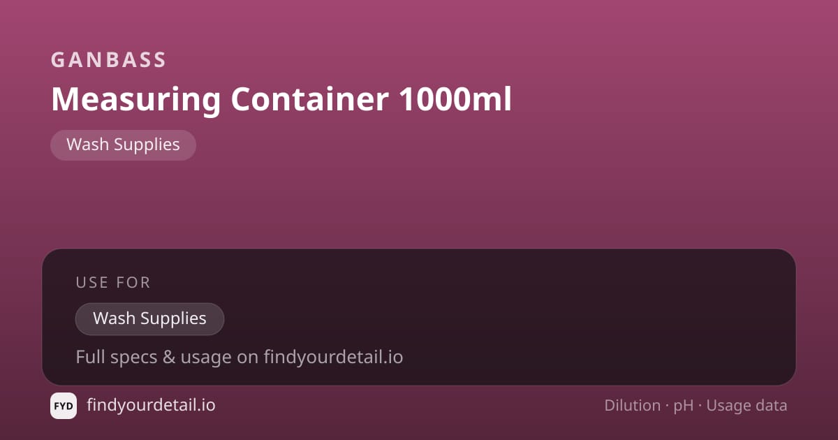 Ganbass Measuring Container (1000ml) dilution ratio and pH specification chart