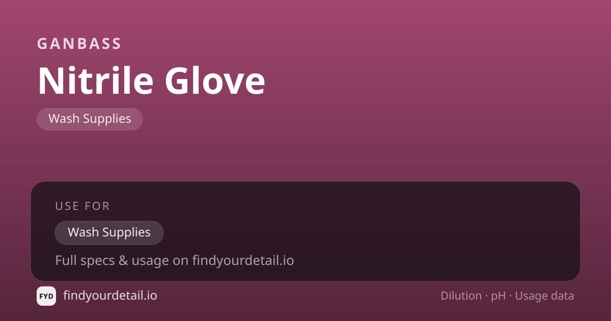Ganbass Nitrile Glove dilution ratio and pH specification chart