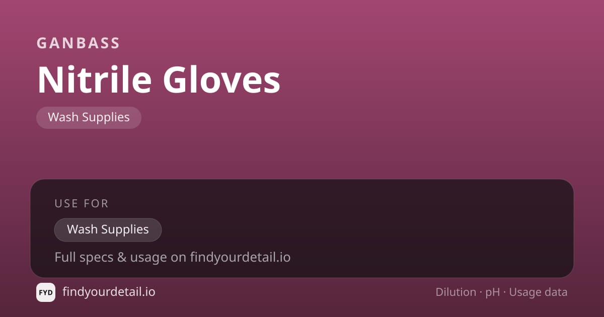Ganbass Nitrile Gloves dilution ratio and pH specification chart