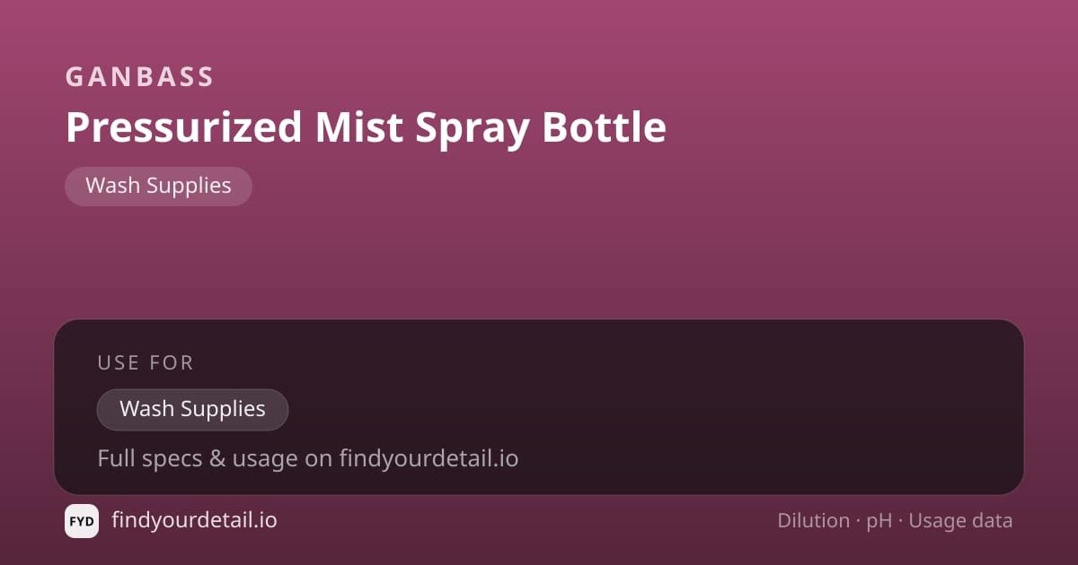 Ganbass Pressurized Mist Spray Bottle dilution ratio and pH specification chart