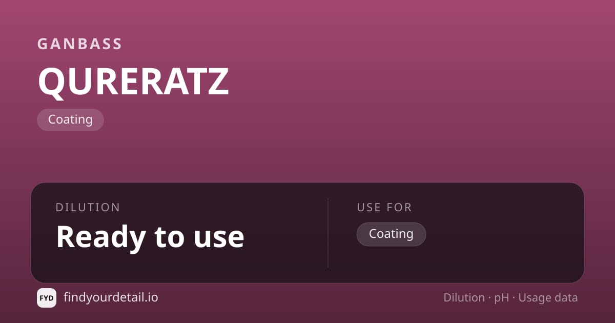 Ganbass QURERATZ dilution ratio and pH specification chart