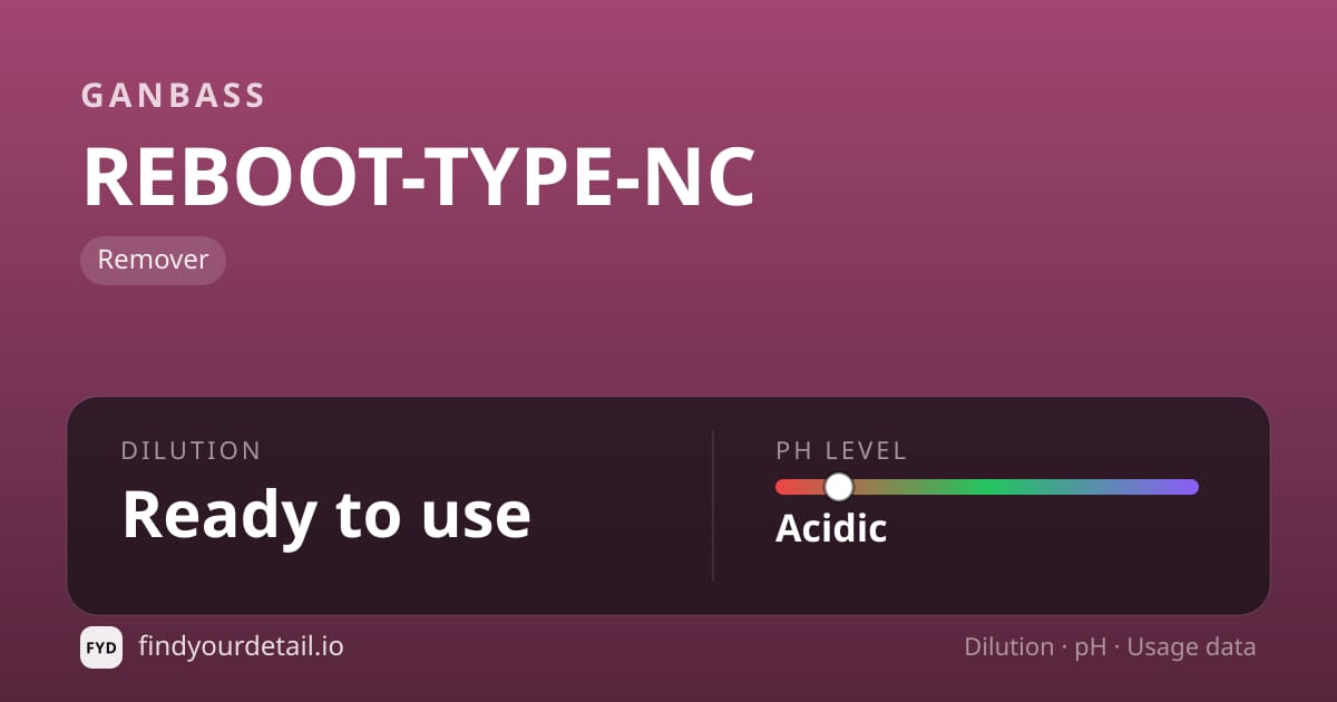 Ganbass REBOOT-TYPE-NC dilution ratio and pH specification chart