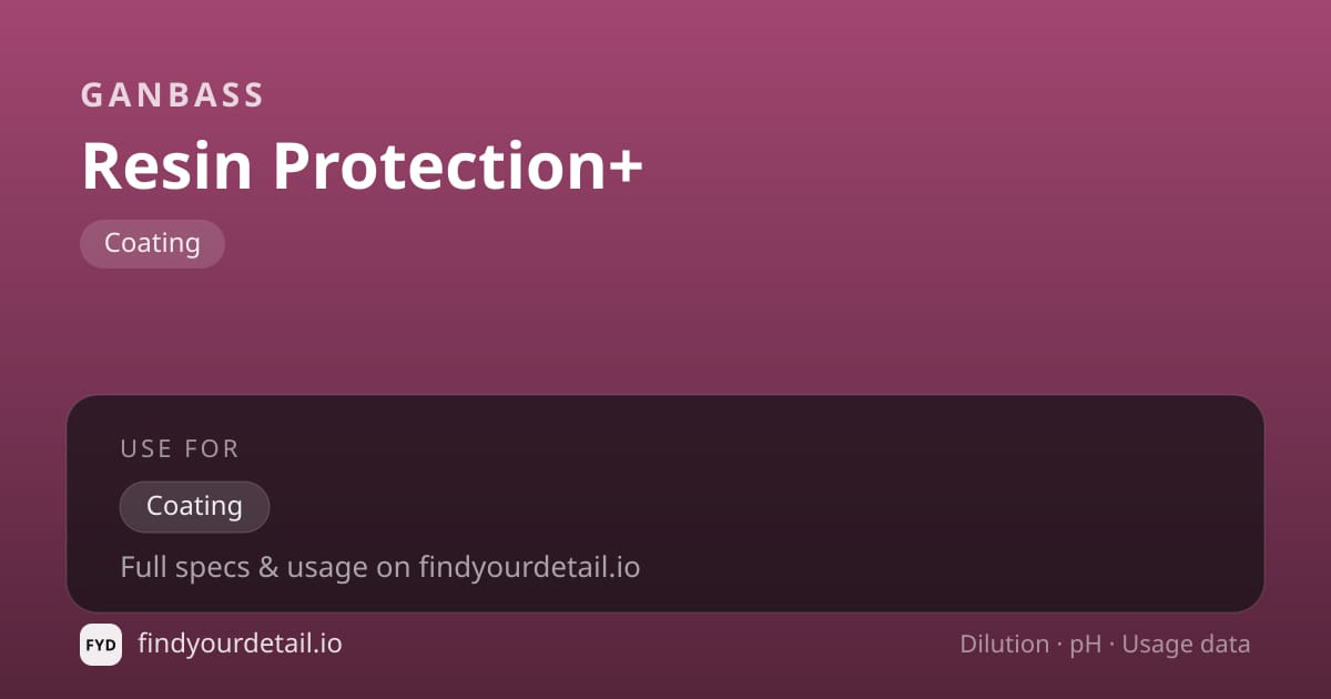 Ganbass Resin Protection+ dilution ratio and pH specification chart