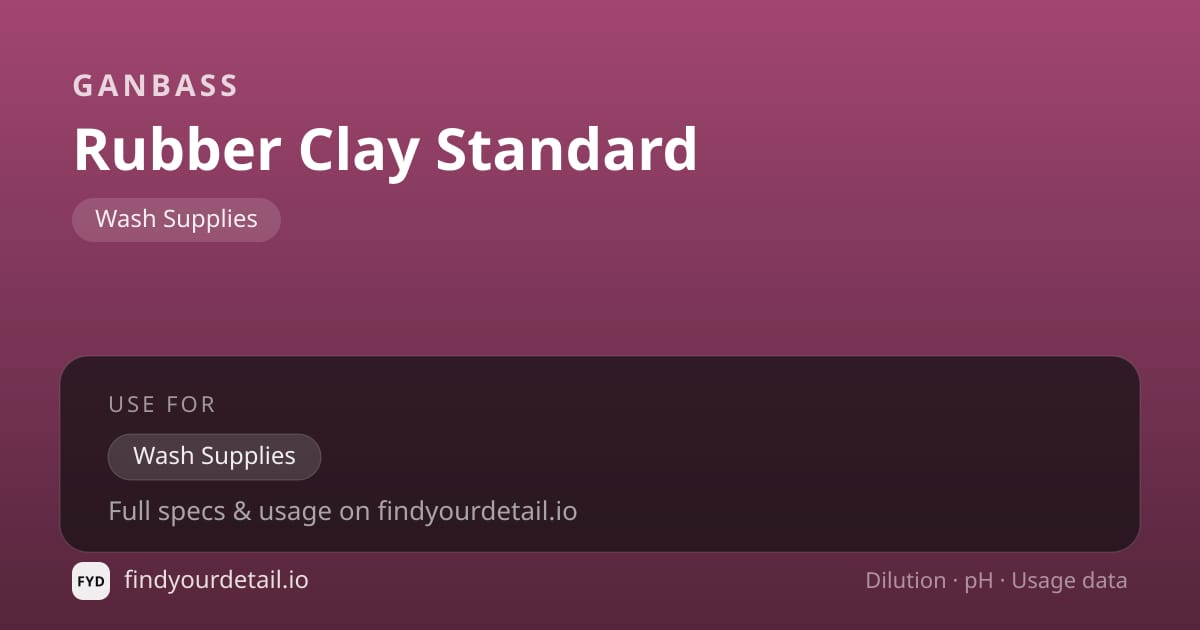 Ganbass Rubber Clay Standard dilution ratio and pH specification chart