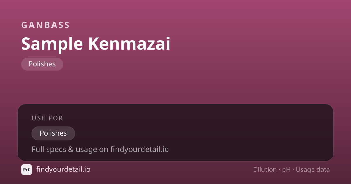 Ganbass Sample Kenmazai dilution ratio and pH specification chart