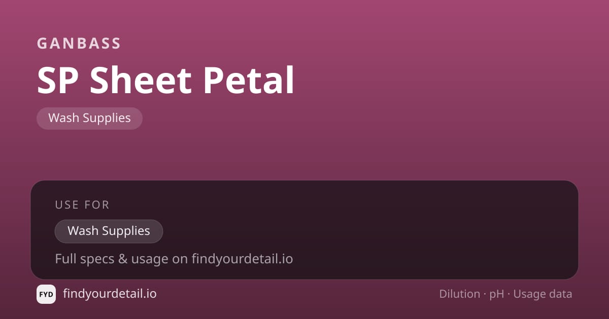 Ganbass SP Sheet Petal dilution ratio and pH specification chart