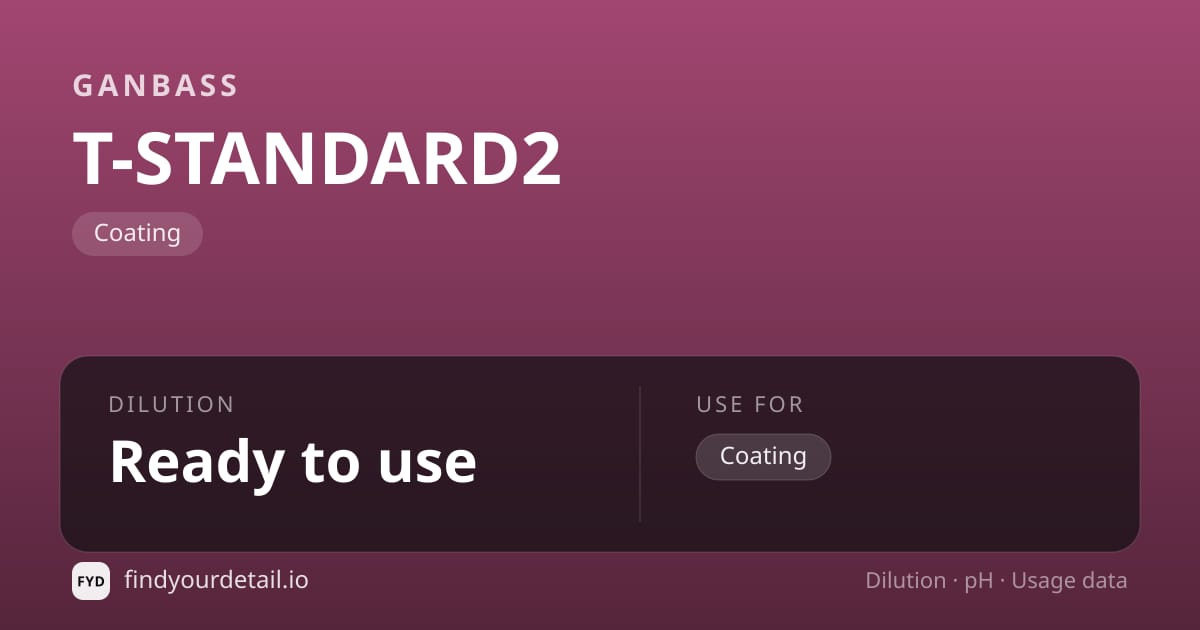 Ganbass T-STANDARD2 dilution ratio and pH specification chart