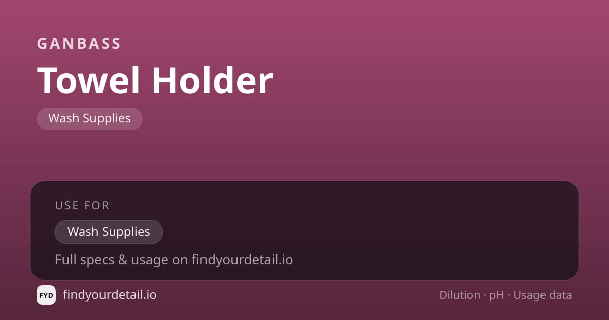 Ganbass Towel Holder dilution ratio and pH specification chart