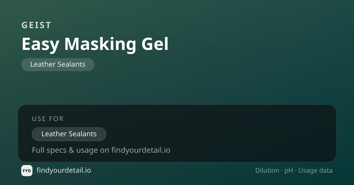 Geist Easy Masking Gel dilution ratio and pH specification chart