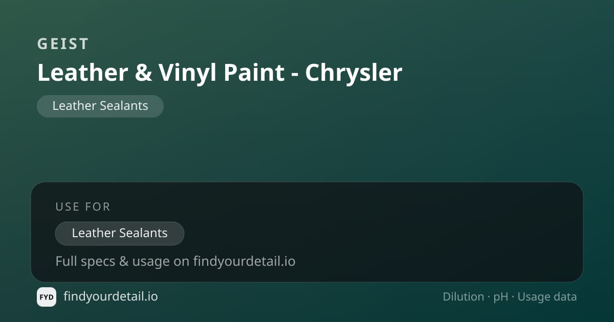 Geist Leather & Vinyl Paint - Chrysler dilution ratio and pH specification chart