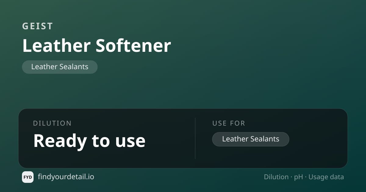 Geist Leather Softener dilution ratio and pH specification chart
