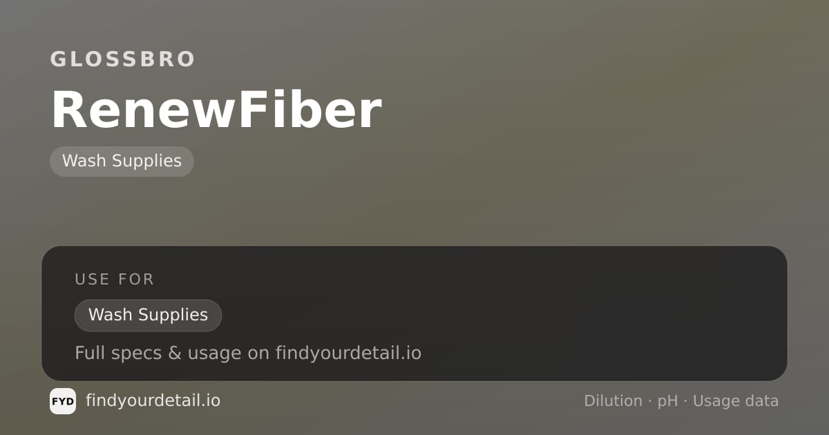 GLOSSBRO RenewFiber dilution ratio and pH specification chart