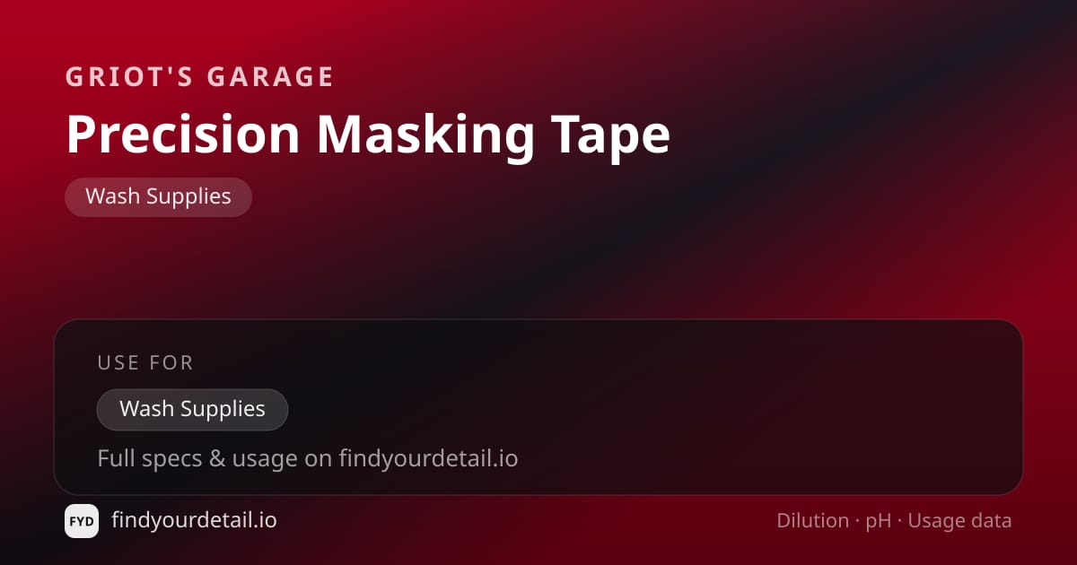 Griot's Garage Precision Masking Tape dilution ratio and pH specification chart