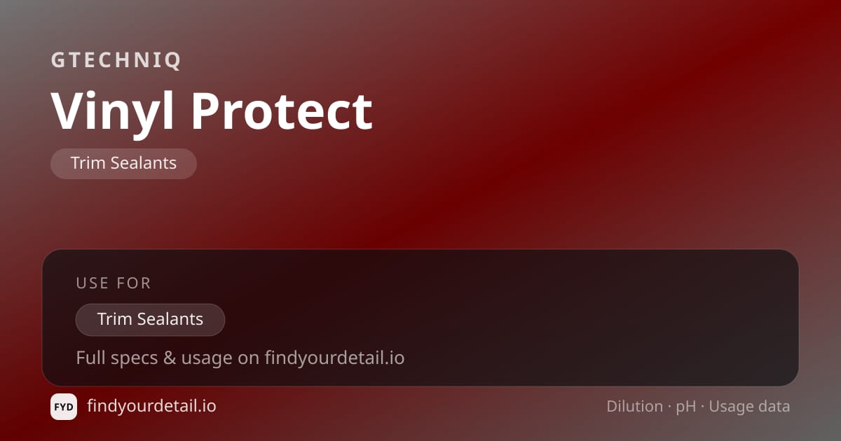 GTECHNIQ Vinyl Protect 희석비 pH 스펙 카드