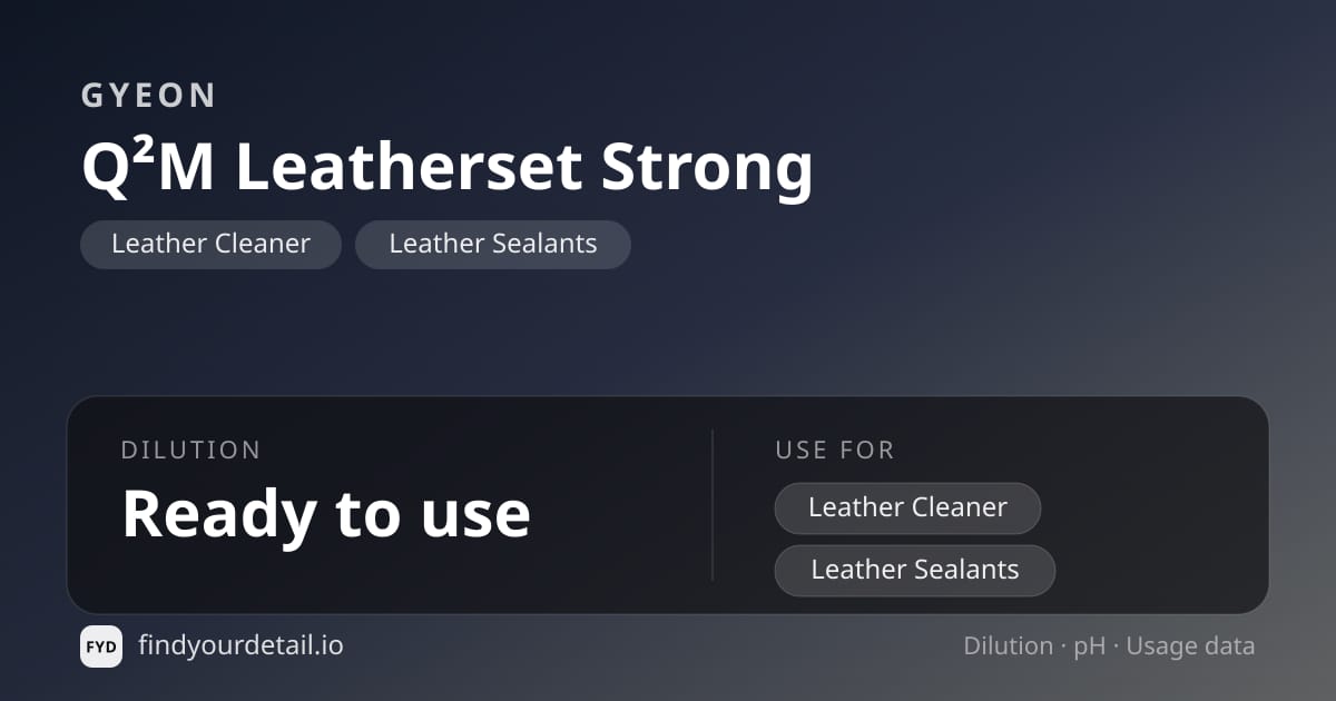 GYEON Q2M 레더셋 스트롱 희석비 pH 스펙 카드