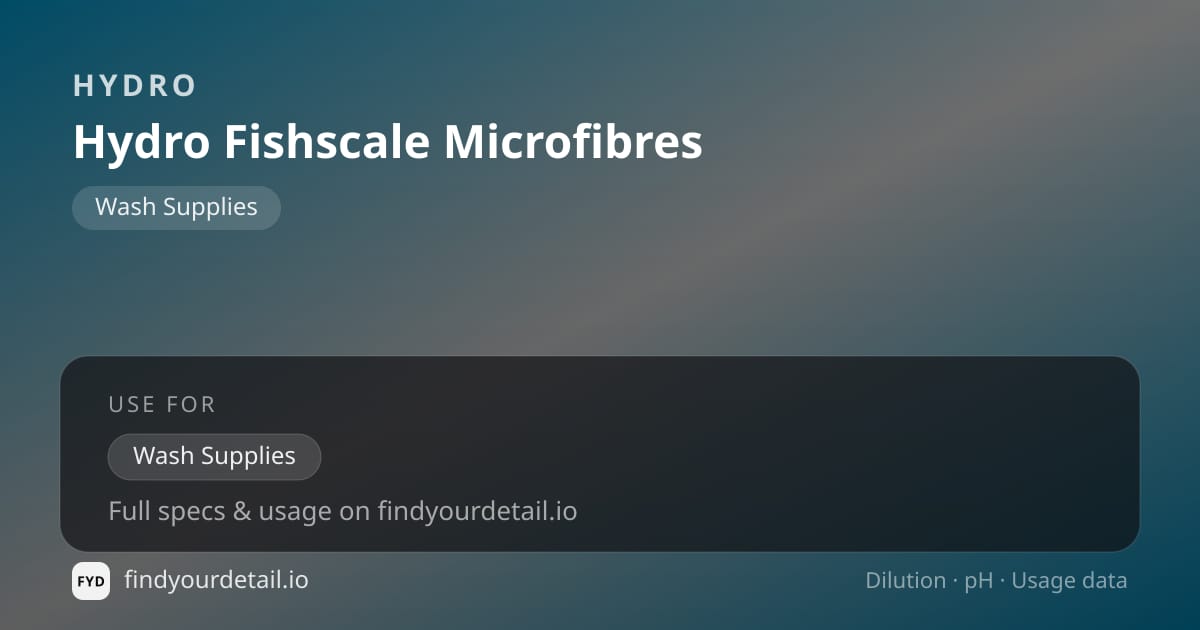 HYDRO Hydro Fishscale Microfibres dilution ratio and pH specification chart
