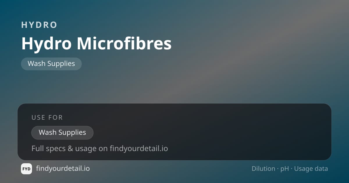 HYDRO Hydro Microfibres dilution ratio and pH specification chart