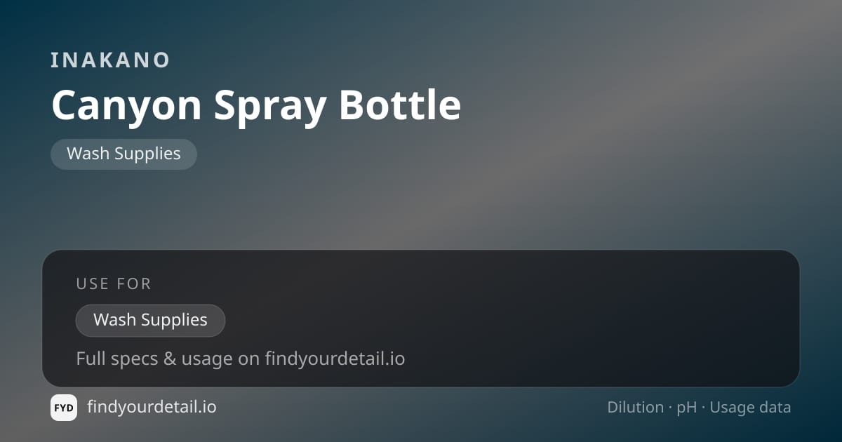 Inakano Canyon Spray Bottle dilution ratio and pH specification chart