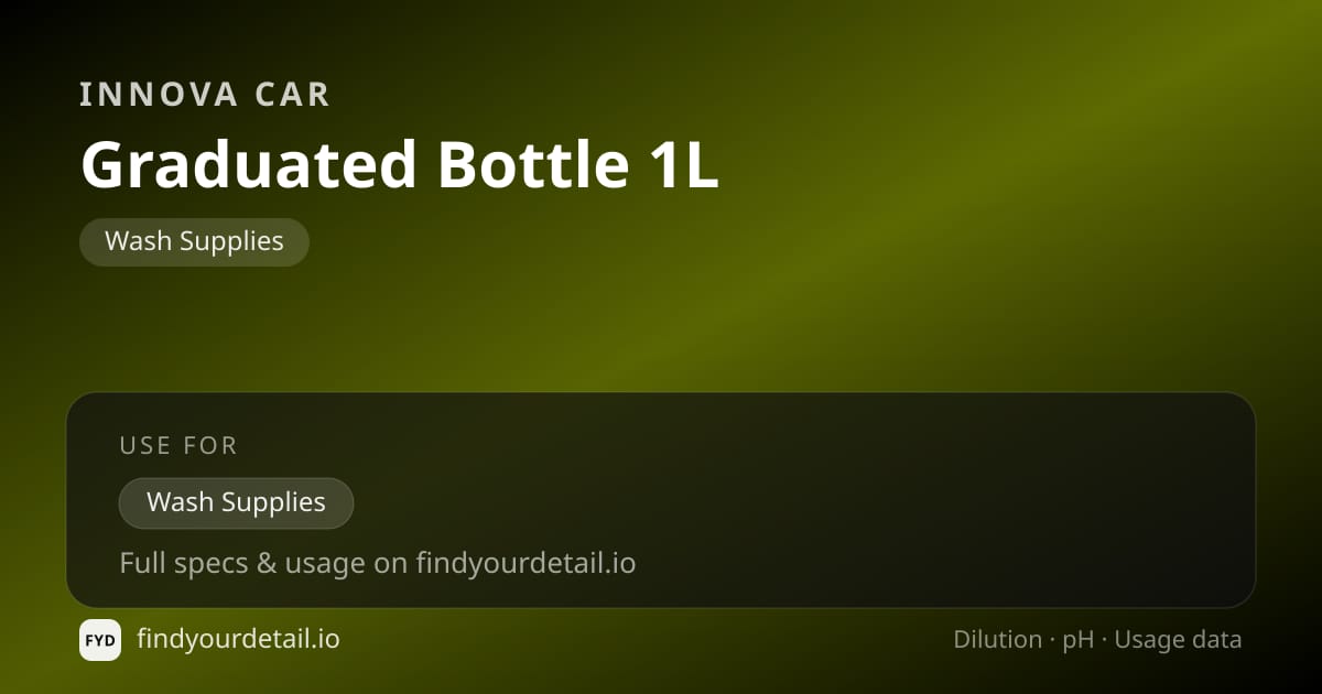 Innova Car Graduated Bottle 1L dilution ratio and pH specification chart