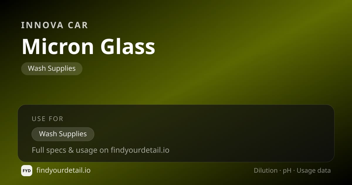 Innova Car Micron Glass dilution ratio and pH specification chart