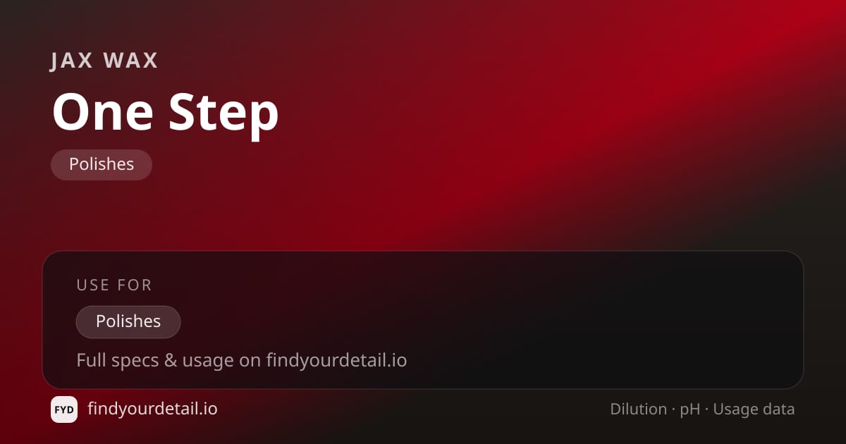 Jax Wax 원 스텝 희석비 pH 스펙 카드