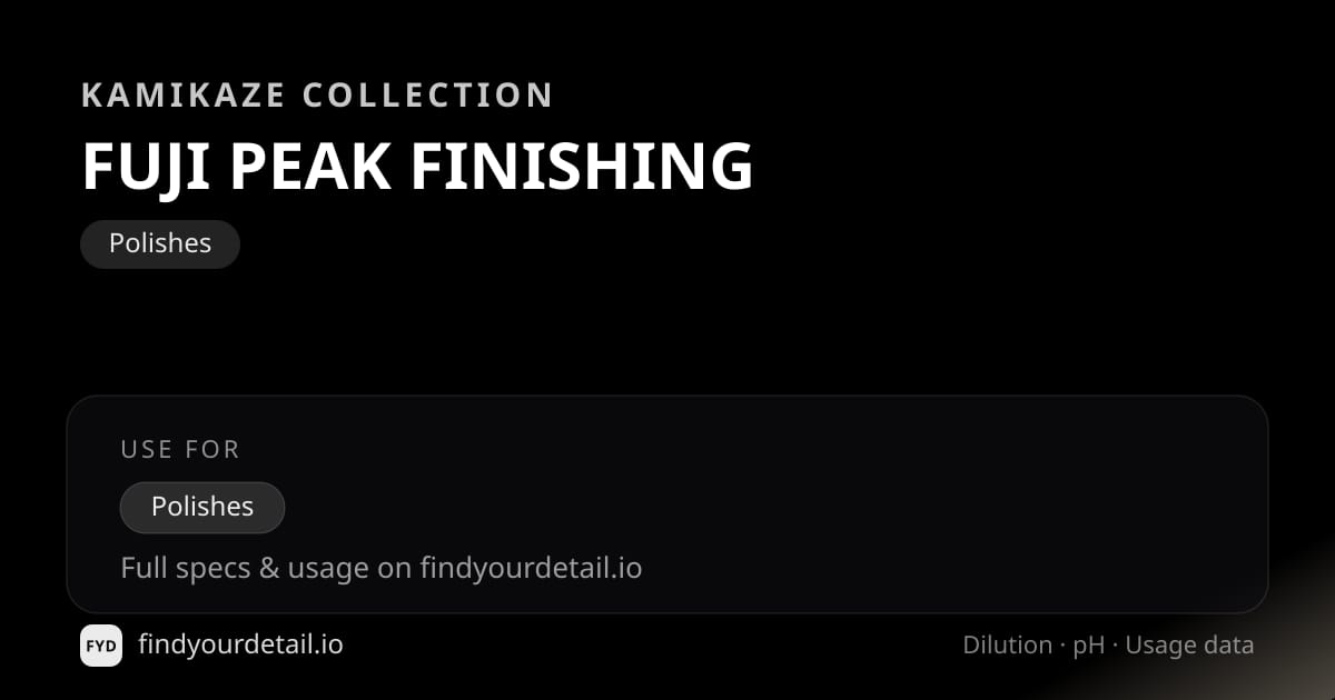 Kamikaze Collection FUJI PEAK FINISHING dilution ratio and pH specification chart