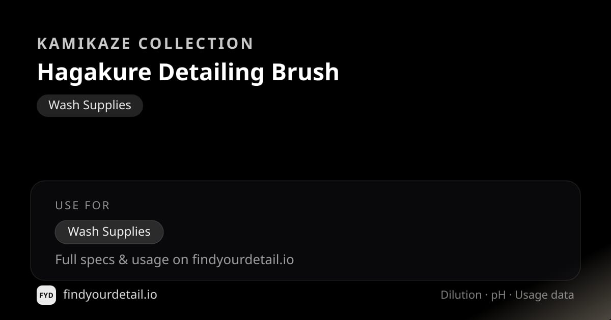 Kamikaze Collection Hagakure Detailing Brush dilution ratio and pH specification chart