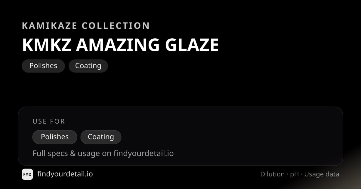 Kamikaze Collection KMKZ AMAZING GLAZE dilution ratio and pH specification chart