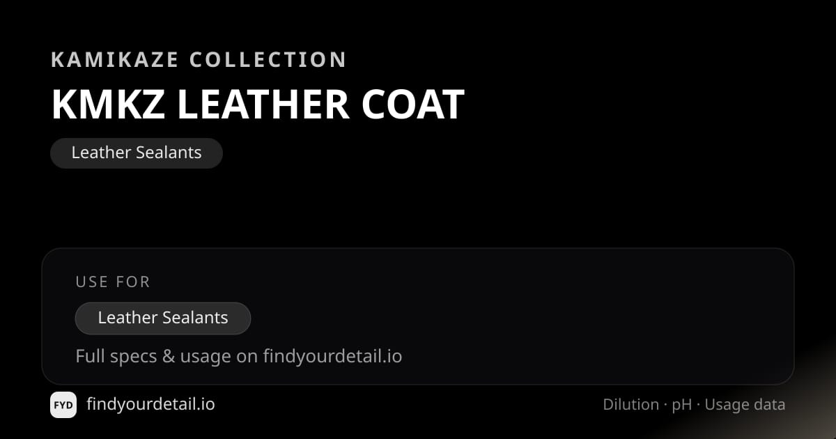 Kamikaze Collection KMKZ LEATHER COAT dilution ratio and pH specification chart