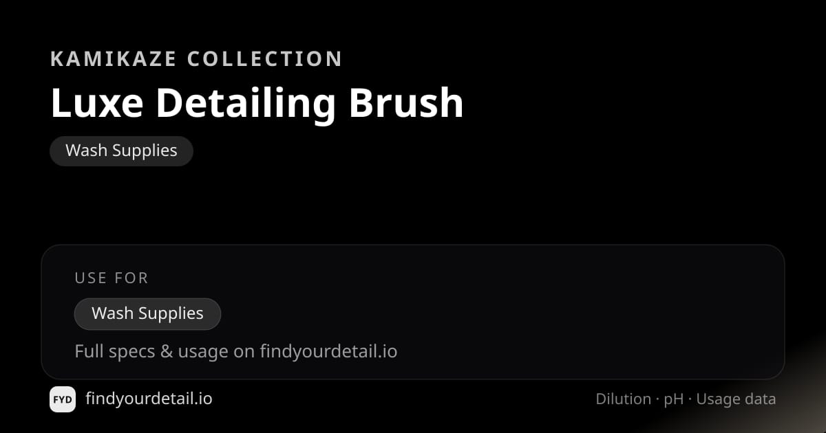 Kamikaze Collection Luxe Detailing Brush dilution ratio and pH specification chart