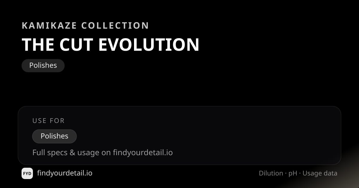 Kamikaze Collection THE CUT EVOLUTION dilution ratio and pH specification chart