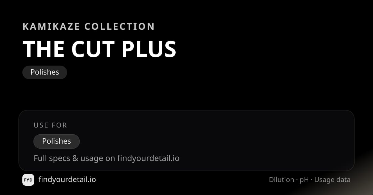 Kamikaze Collection THE CUT PLUS dilution ratio and pH specification chart