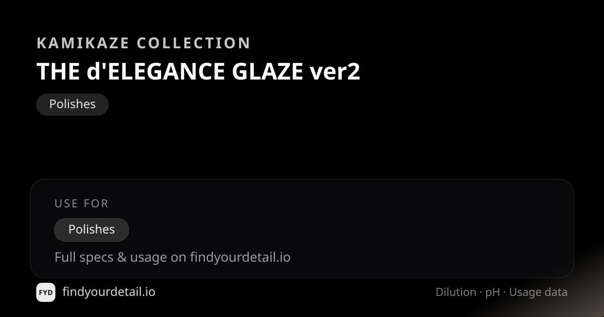Kamikaze Collection THE d'ELEGANCE GLAZE ver2 dilution ratio and pH specification chart