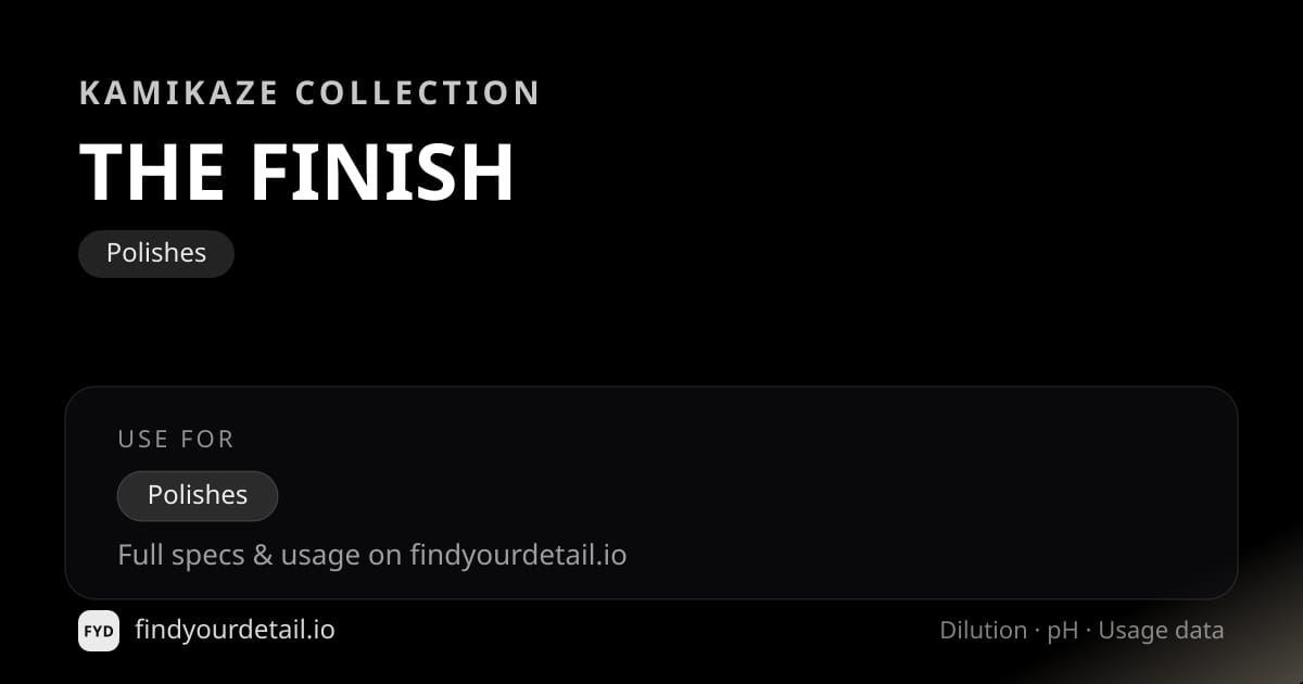 Kamikaze Collection THE FINISH dilution ratio and pH specification chart