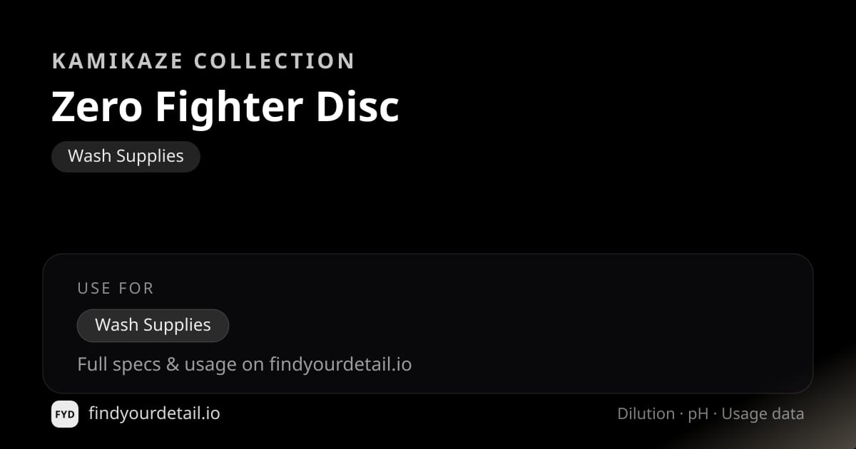 Kamikaze Collection Zero Fighter Disc dilution ratio and pH specification chart