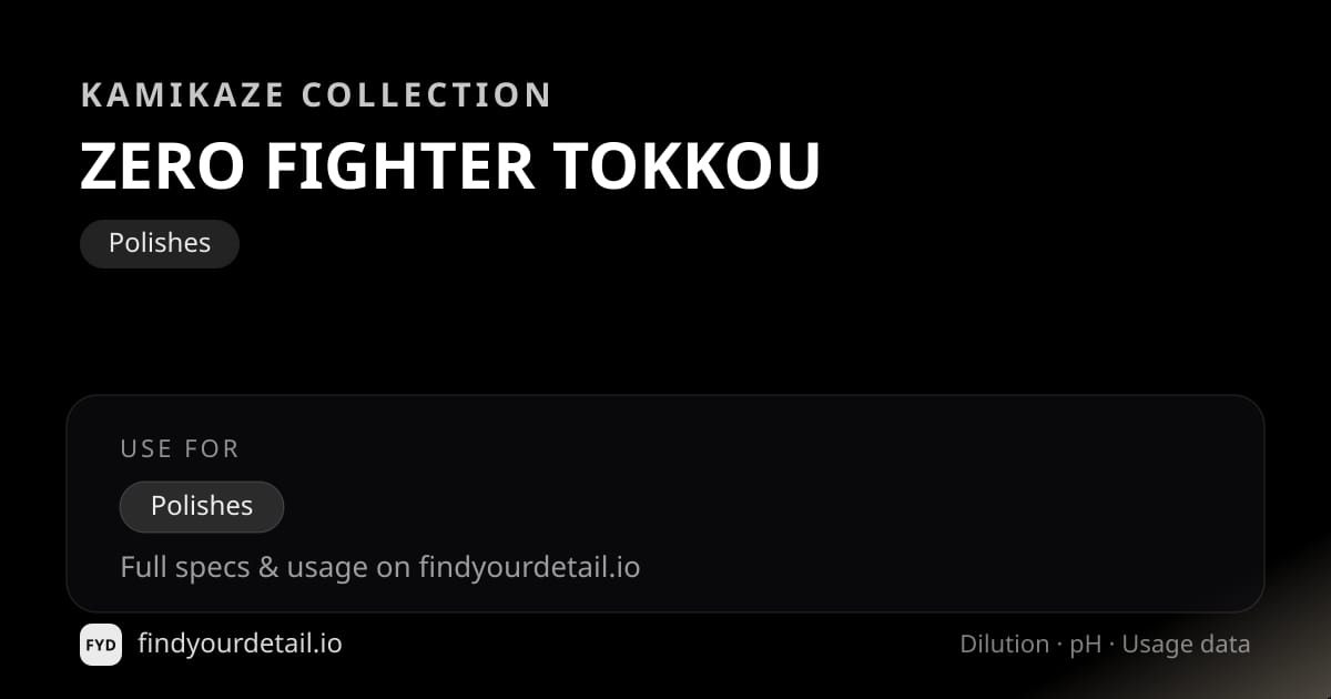 Kamikaze Collection ZERO FIGHTER TOKKOU dilution ratio and pH specification chart