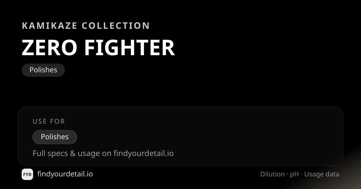 Kamikaze Collection ZERO FIGHTER dilution ratio and pH specification chart