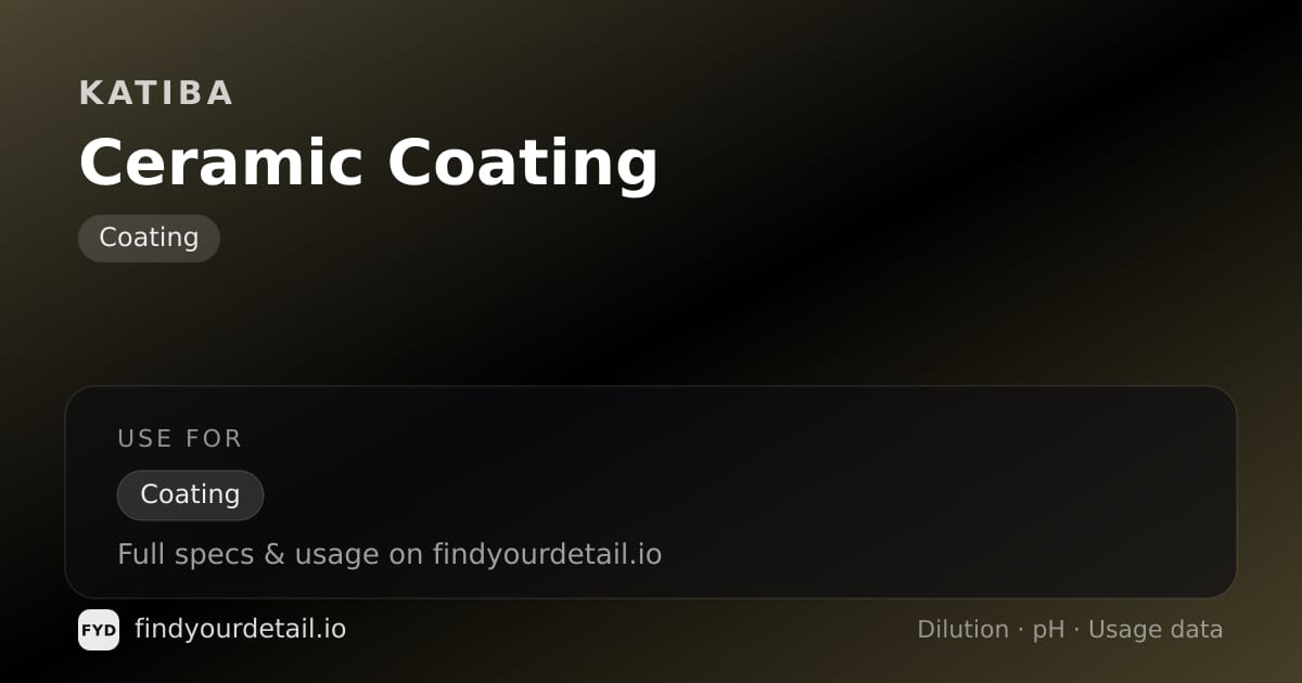 KATIBA Ceramic Coating dilution ratio and pH specification chart