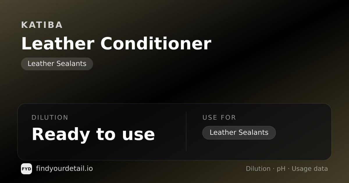 KATIBA Leather Conditioner dilution ratio and pH specification chart