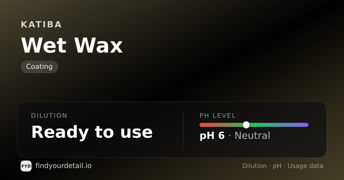 KATIBA Wet Wax dilution ratio and pH specification chart
