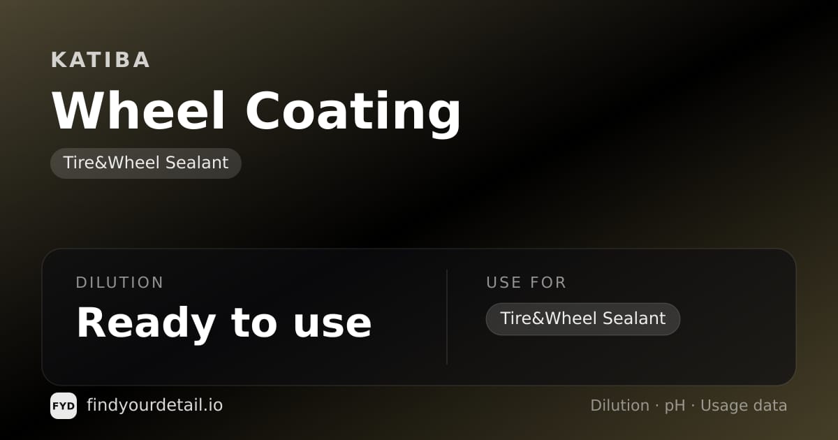 KATIBA Wheel Coating dilution ratio and pH specification chart