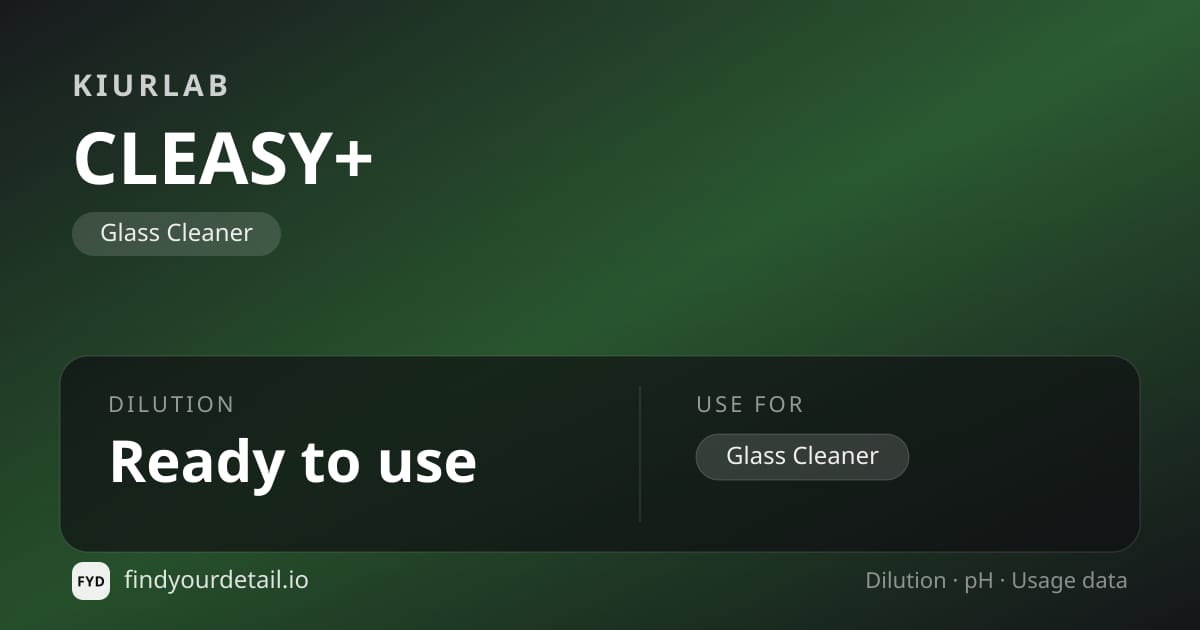 KiurLab CLEASY+ dilution ratio and pH specification chart