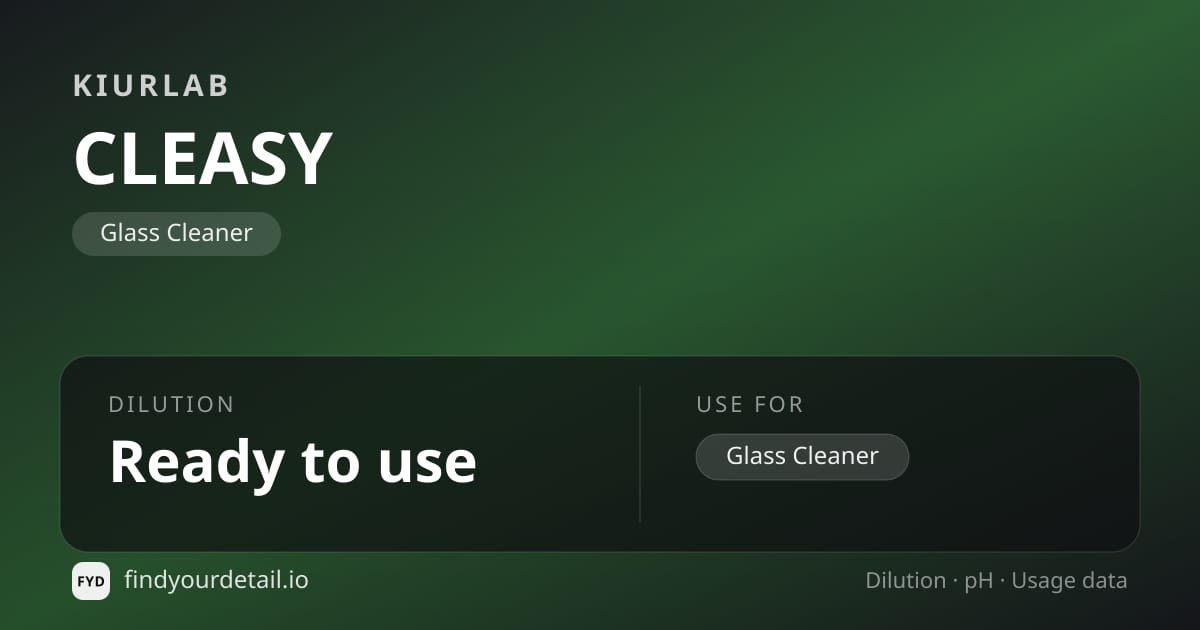 KiurLab CLEASY dilution ratio and pH specification chart