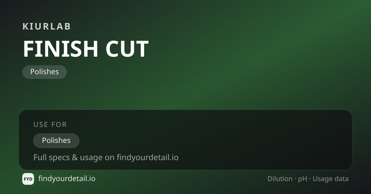 KiurLab FINISH CUT dilution ratio and pH specification chart