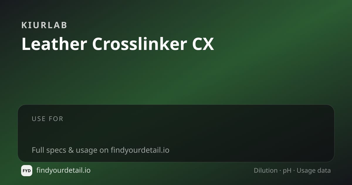KiurLab Leather Crosslinker CX dilution ratio and pH specification chart