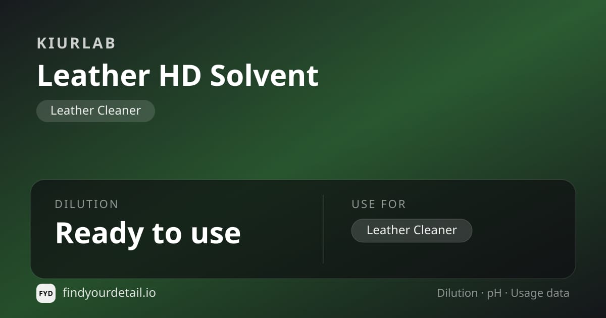 KiurLab Leather HD Solvent dilution ratio and pH specification chart