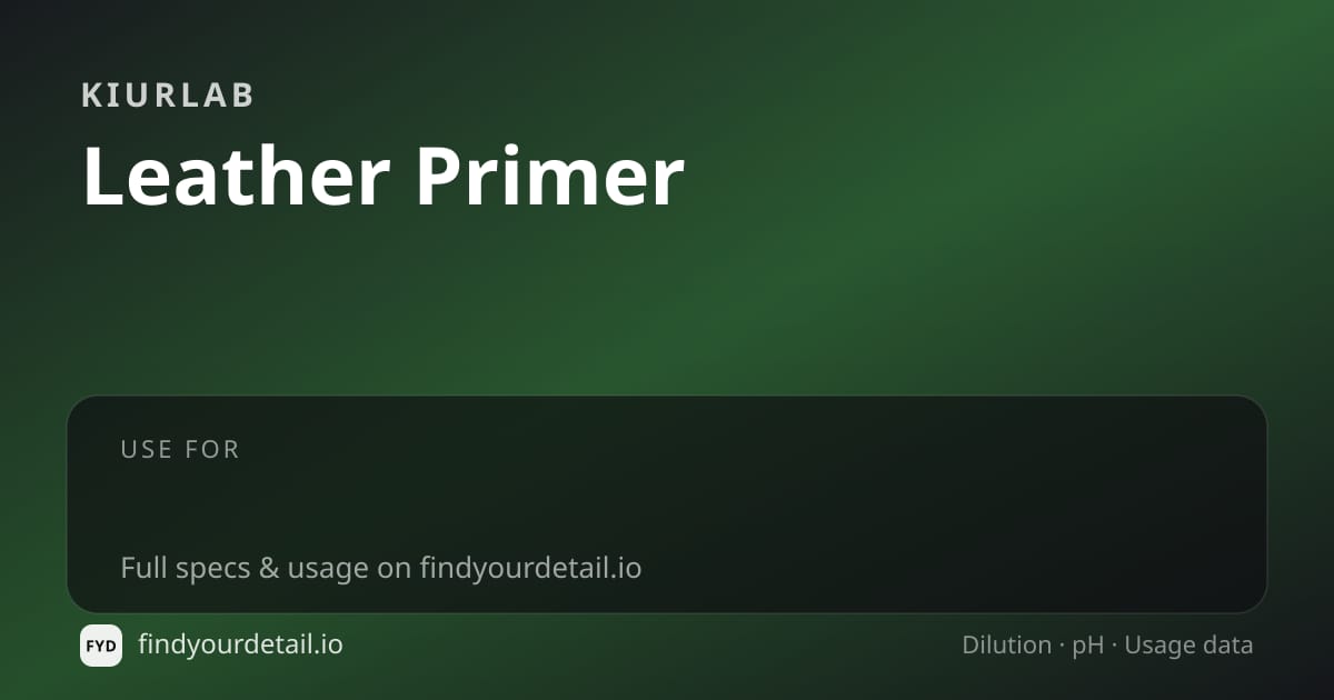 KiurLab Leather Primer dilution ratio and pH specification chart