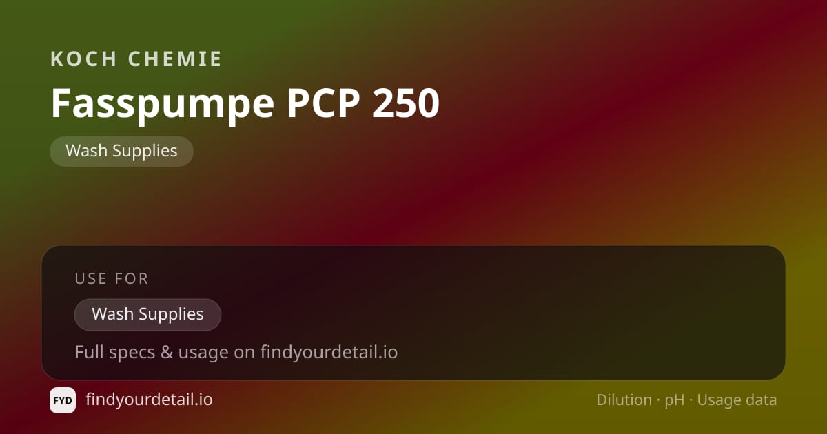 Koch Chemie 드럼 펌프 PCP 250 희석비 pH 스펙 카드